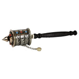 Tibetan Hand Held Prayer Wheel With Mantra Carved.