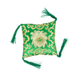 Square Stitched Brocade Cushion(12cm) With Tassels Singing Bowl's Cushion