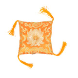 Square Stitched Brocade Cushion(16x4cm) With Tassels Singing Bowl's Cushion