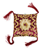 Square Stitched Brocade Cushion(12cm) With Tassels Singing Bowl's Cushion