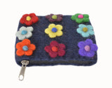 Felt Blue With Flower Attached Coin Purse.