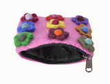 Felt Pink With Flower Attached Coin Purse.