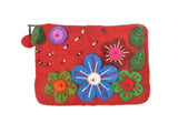 Felt Red With Flower & Leaves Coin Purse.