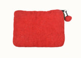 Felt Red With Flower & Leaves Coin Purse.