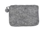 Felt Dark Gray With Flower Attached Coin Purse.