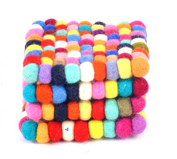 Felt Ball Coaster-Colorful, Soft And Warm (SW-FELT-101MLTP4)