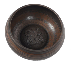 Singing Bowl with Special Etching and protective pouch. For Meditation, Relaxation & Healing