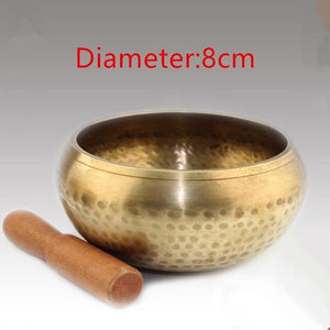 8cm Copper Buddha Sound Bowl Alms Bowl Yoga Chinese Tibetan Meditation Singing Bowl With Hand Stick Metal Crafts GPD8121